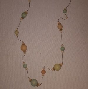 Long wooden beaded necklace